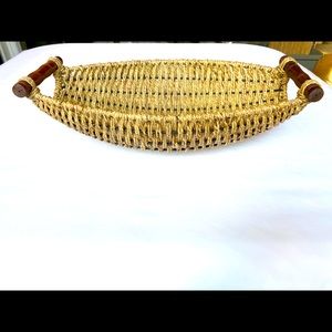 Wire and Wicker Woven Boat shaped Basket